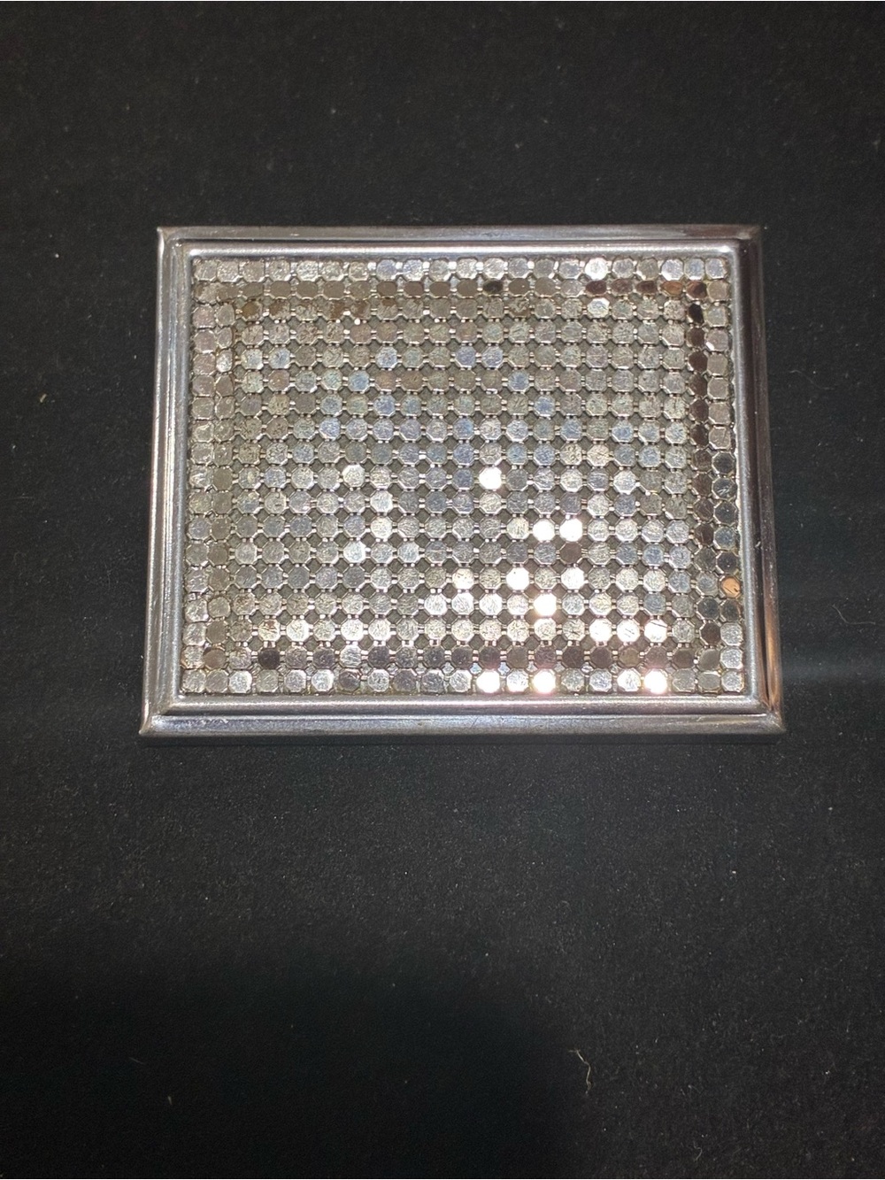 Vintage Silver Mesh Compact Mirror